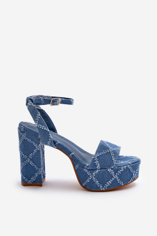 Sandálias jeans com salto na cor azul Acrana