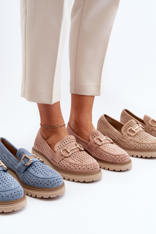 Mocassins femininos vazados com enfeites em Talesse marrom Mocassins femininos vazados com enfeites em Talesse marrom