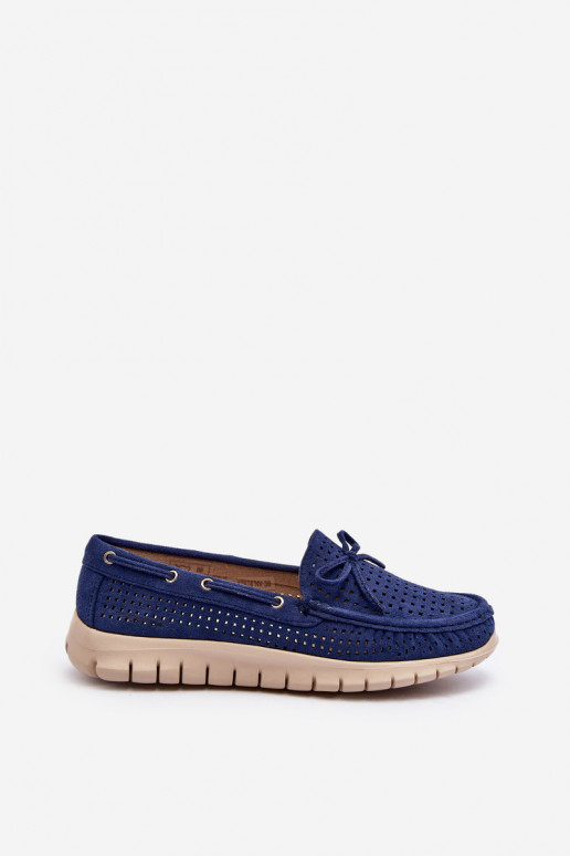 Mocassins femininos com fitas em Navy Reece