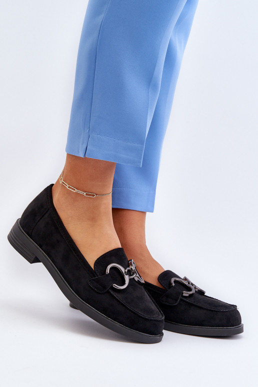 Mocassins elegantes de camurça com enfeites em Echonesa preto Mocassins elegantes de camurça com enfeites em Echonesa preto