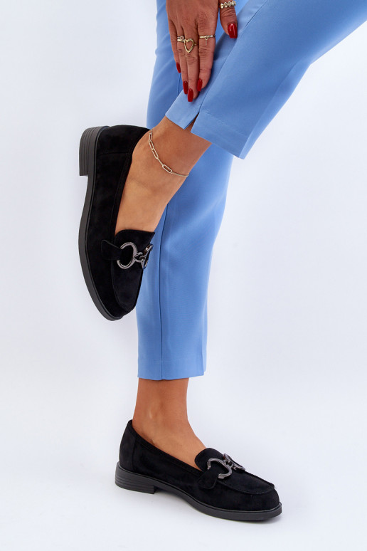 Mocassins elegantes de camurça com enfeites em Echonesa preto Mocassins elegantes de camurça com enfeites em Echonesa preto