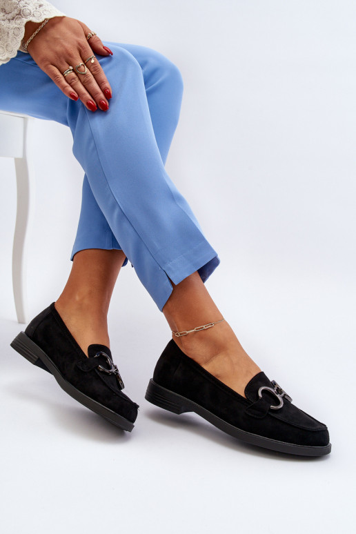 Mocassins elegantes de camurça com enfeites em Echonesa preto Mocassins elegantes de camurça com enfeites em Echonesa preto