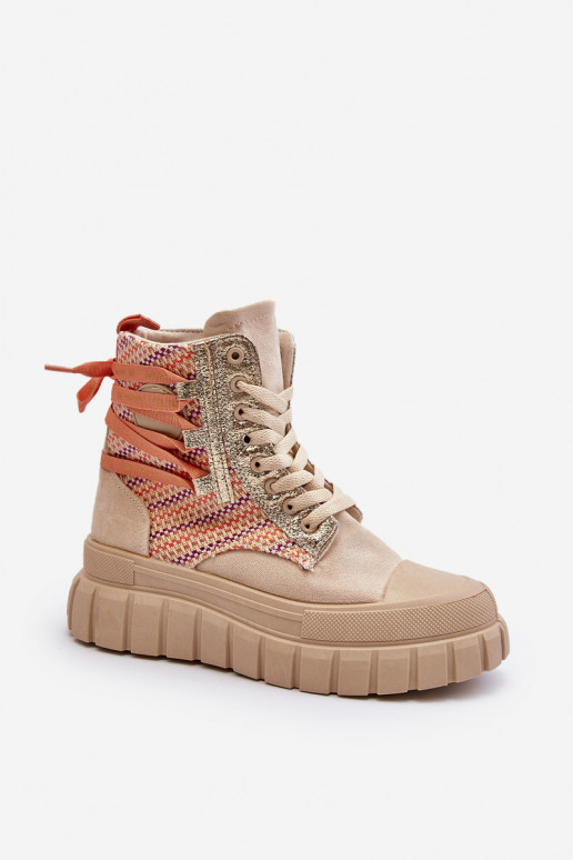 Sapatos de lazer com plataforma na cor bege Kernia