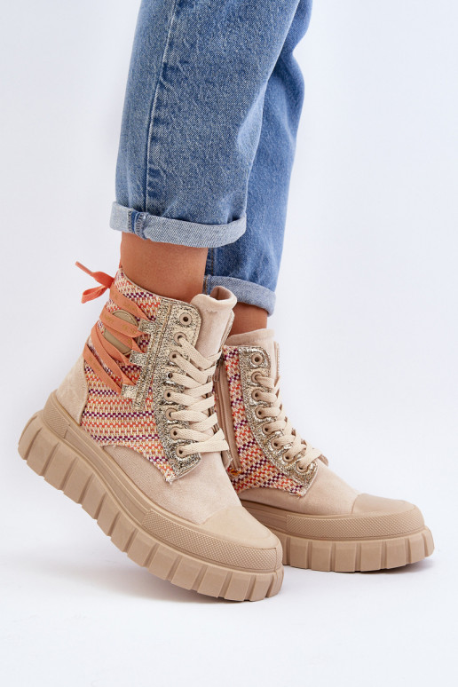 Sapatos de lazer com plataforma na cor bege Kernia