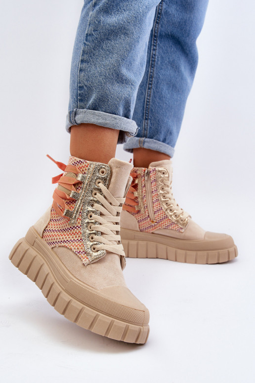 Sapatos de lazer com plataforma na cor bege Kernia