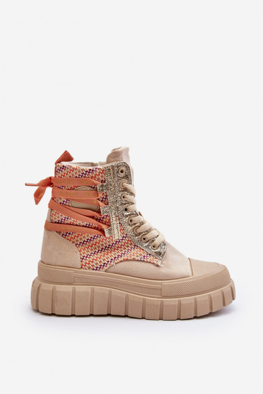 Sapatos de lazer com plataforma na cor bege Kernia