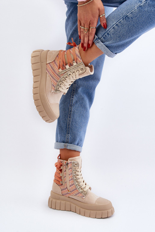Sapatos de lazer com plataforma na cor bege Kernia
