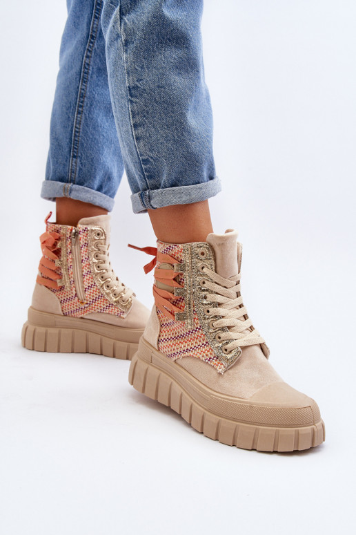 Sapatos de lazer com plataforma na cor bege Kernia