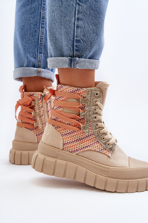 Sapatos de lazer com plataforma na cor bege Kernia