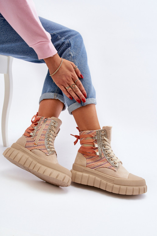 Sapatos de lazer com plataforma na cor bege Kernia
