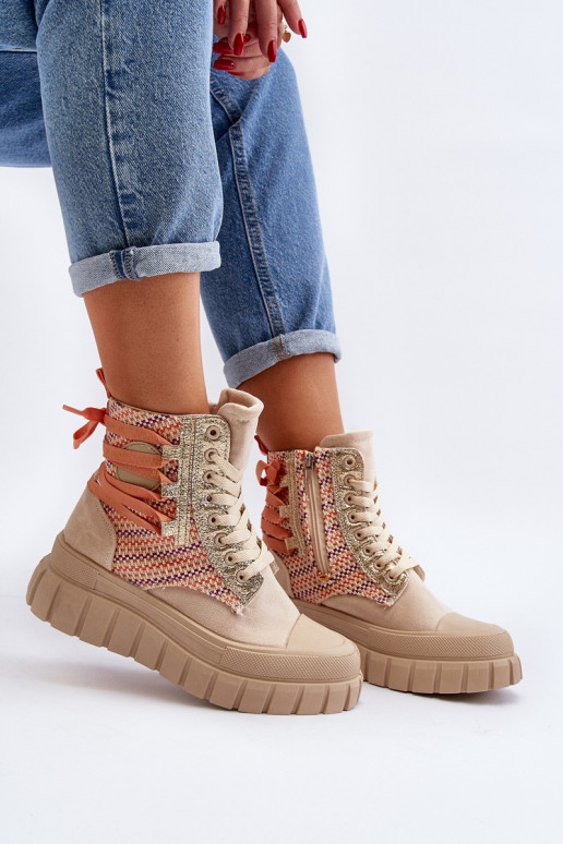 Sapatos de lazer com plataforma na cor bege Kernia