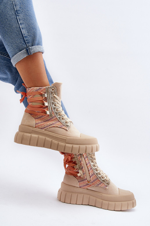 Sapatos de lazer com plataforma na cor bege Kernia