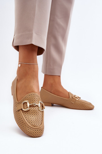 mocassins femininos de salto largo com enfeites em marrom Iluvana 2