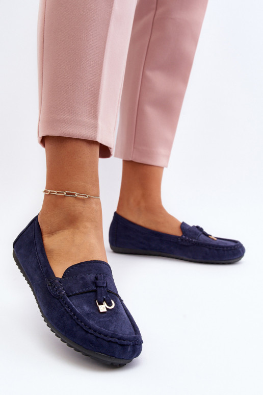 feito de camurça Modelo clássico Mocassins cor azul escuro Ontala