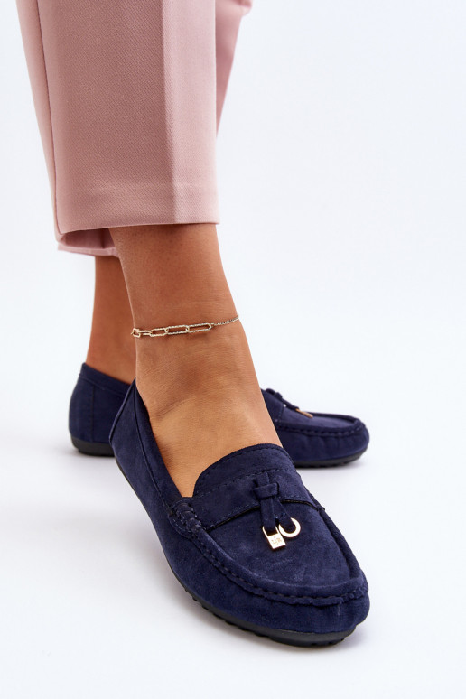 feito de camurça Modelo clássico Mocassins cor azul escuro Ontala