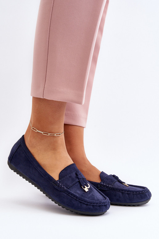 feito de camurça Modelo clássico Mocassins cor azul escuro Ontala
