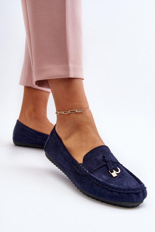 feito de camurça Modelo clássico Mocassins cor azul escuro Ontala