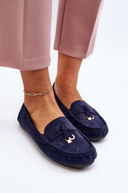 feito de camurça Modelo clássico Mocassins cor azul escuro Ontala