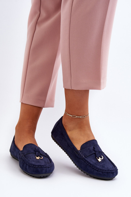 feito de camurça Modelo clássico Mocassins cor azul escuro Ontala