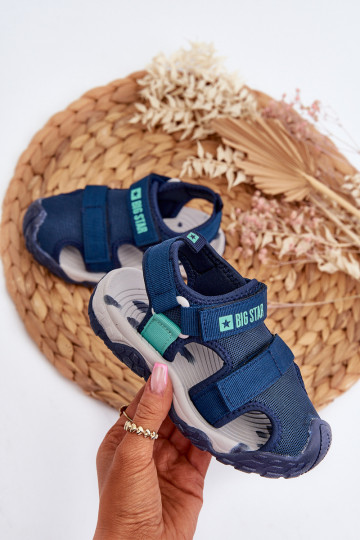 sandálias para meninos com fechos adesivos Big Star NN374236 azul escuro 2