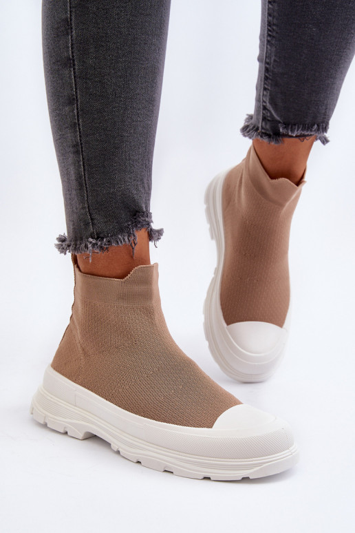 Botins Ilanae castanhos de mulher com palmilha tipo meia