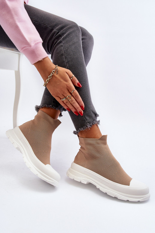 Botins Ilanae castanhos de mulher com palmilha tipo meia