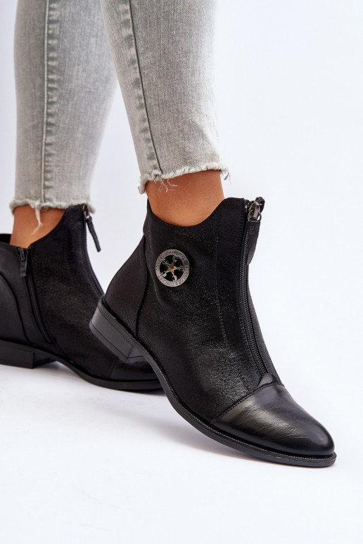 Botas de salto largo com zíper na cor preta Loratie