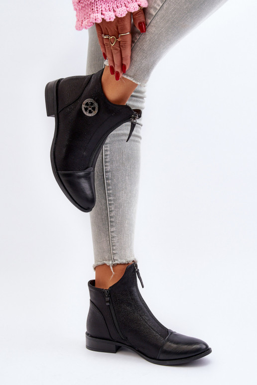 Botas de salto largo com zíper na cor preta Loratie