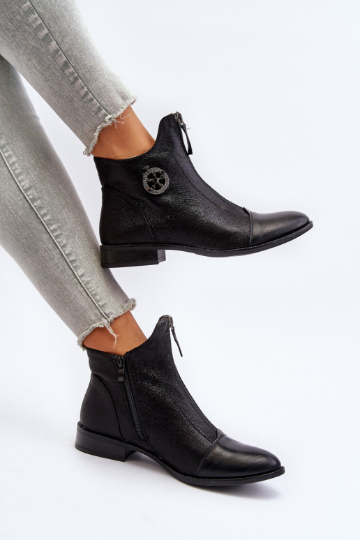 Botas de salto largo com zíper na cor preta Loratie