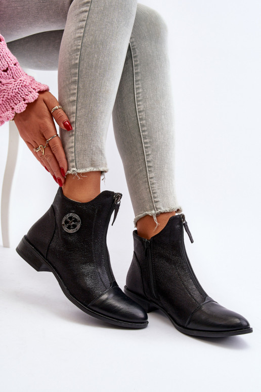 Botas de salto largo com zíper na cor preta Loratie