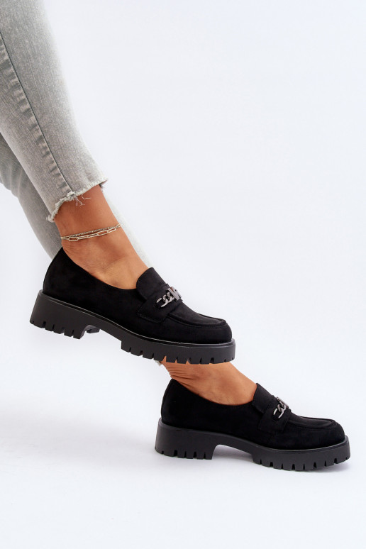 Mocassins de camurça com enfeites na cor preta Loraleima Mocassins de camurça com enfeites na cor preta Loraleima