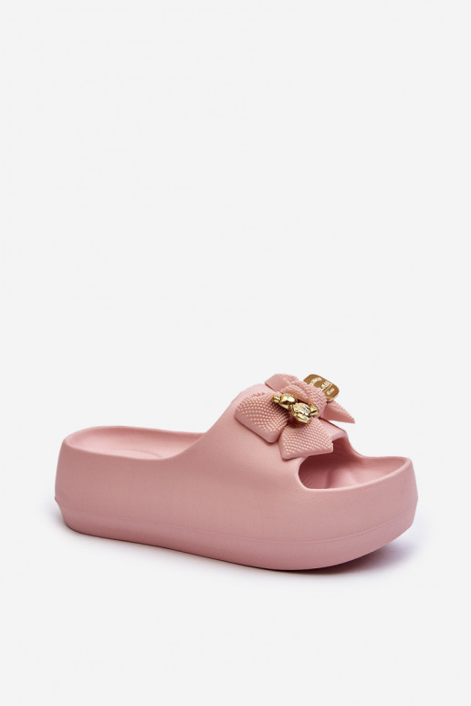 Chinelos leves Chinelos femininos com fitas na cor rosa Salessa