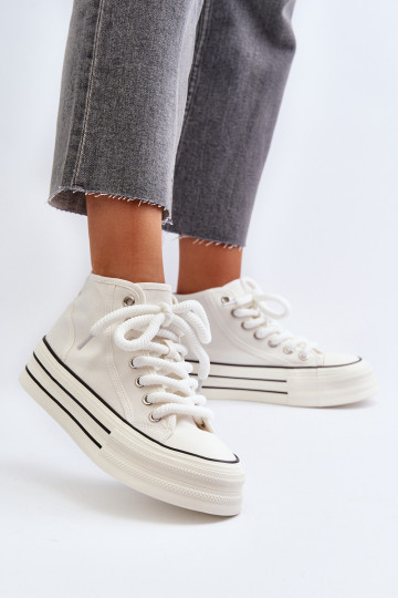 Sapatos casuais com plataforma na cor branca Aineri