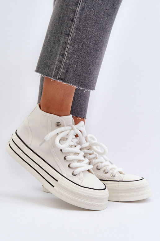 Sapatos casuais com plataforma na cor branca Aineri