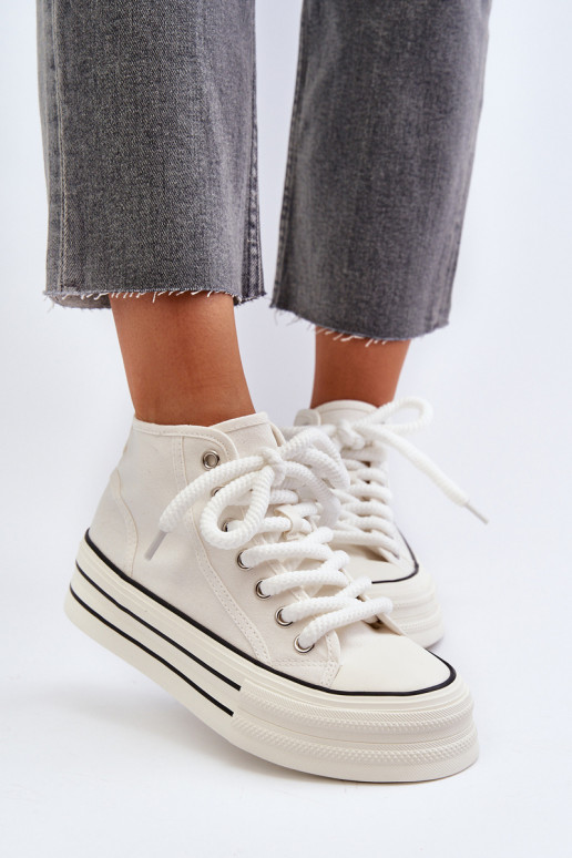 Sapatos casuais com plataforma na cor branca Aineri