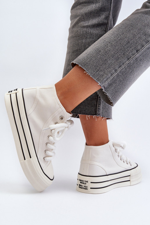 Sapatos casuais com plataforma na cor branca Aineri