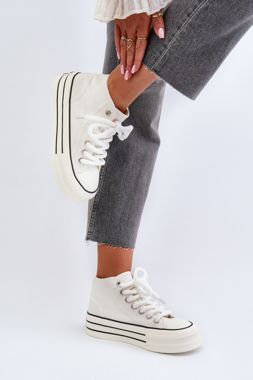Sapatos casuais com plataforma na cor branca Aineri