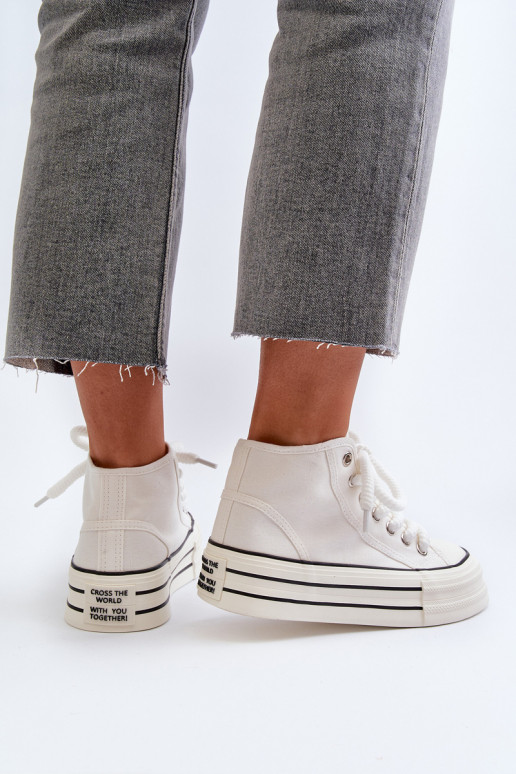 Sapatos casuais com plataforma na cor branca Aineri