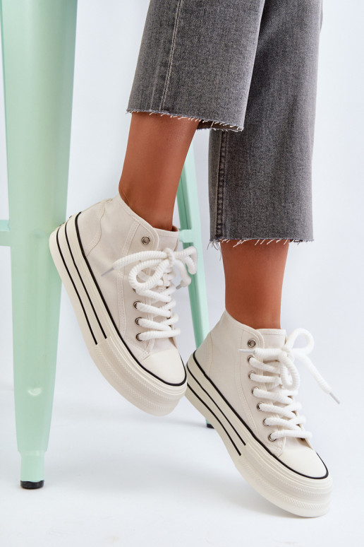 Sapatos casuais com plataforma na cor branca Aineri
