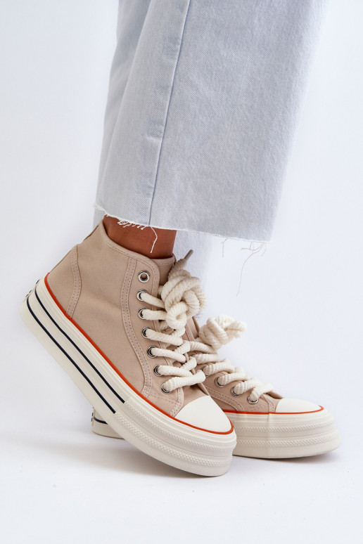 Sapatos casuais com plataforma bege Aineri