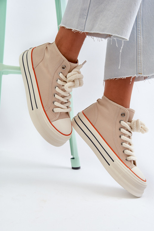 Sapatos casuais com plataforma bege Aineri