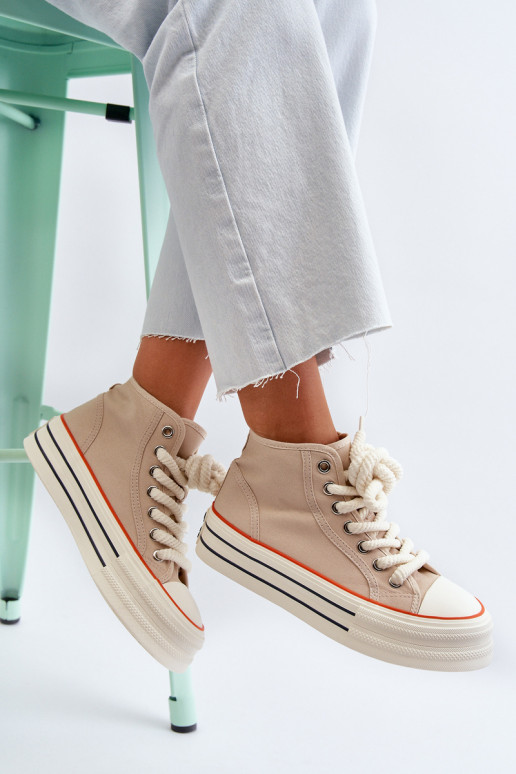Sapatos casuais com plataforma bege Aineri