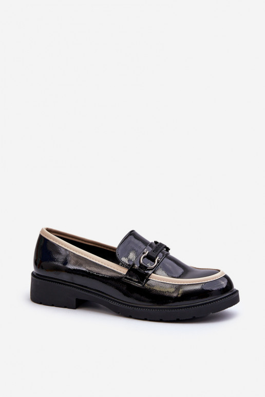 Sapatos femininos envernizados Mocassins S.Barski HY336A cor preta