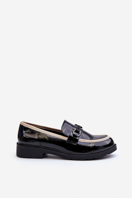 Sapatos femininos envernizados Mocassins S.Barski HY336A cor preta