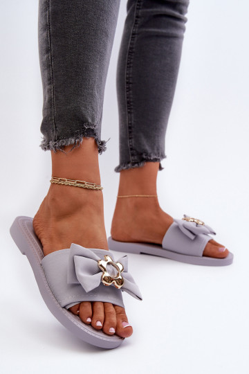 Chinelos femininos com fitas Lawendowe Arsicada
