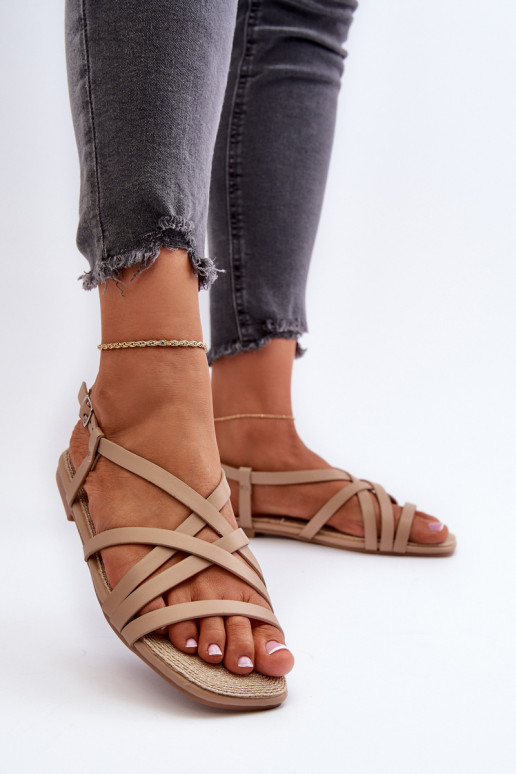 Sandálias rasteiras femininas Big Star NN274012 cor bege