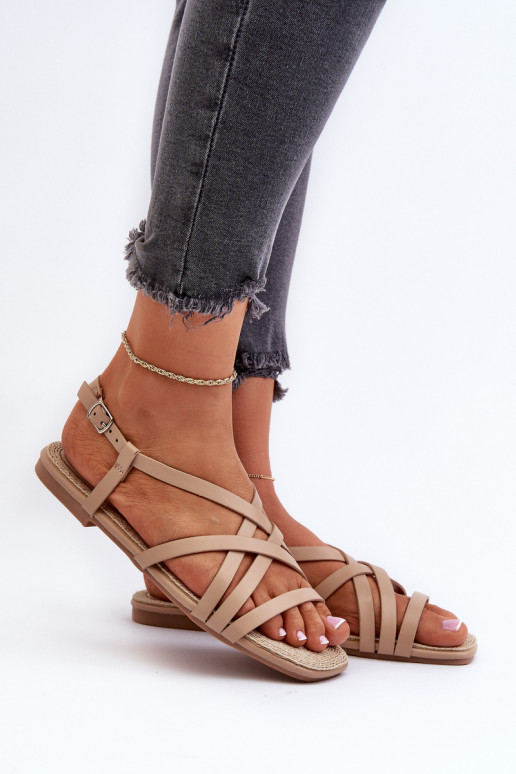 Sandálias rasteiras femininas Big Star NN274012 cor bege