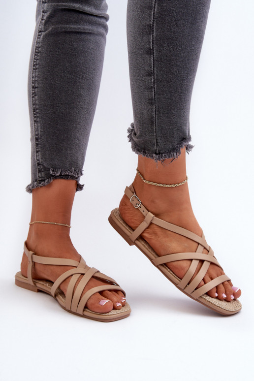 Sandálias rasteiras femininas Big Star NN274012 cor bege