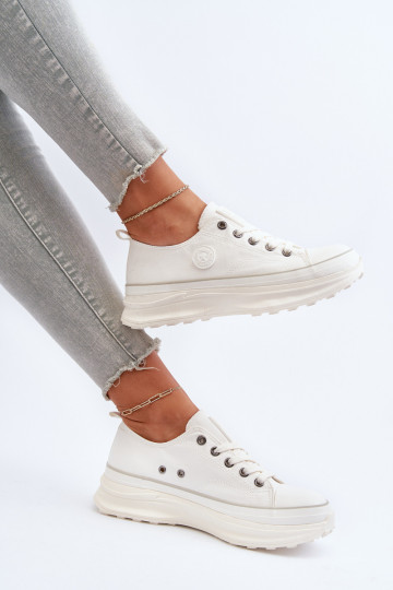 Sapatos femininos com sola maciça da moda Big Star NN274126 cor branca 2