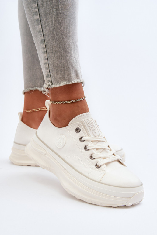 Sapatos femininos com sola maciça da moda Big Star NN274126 cor branca